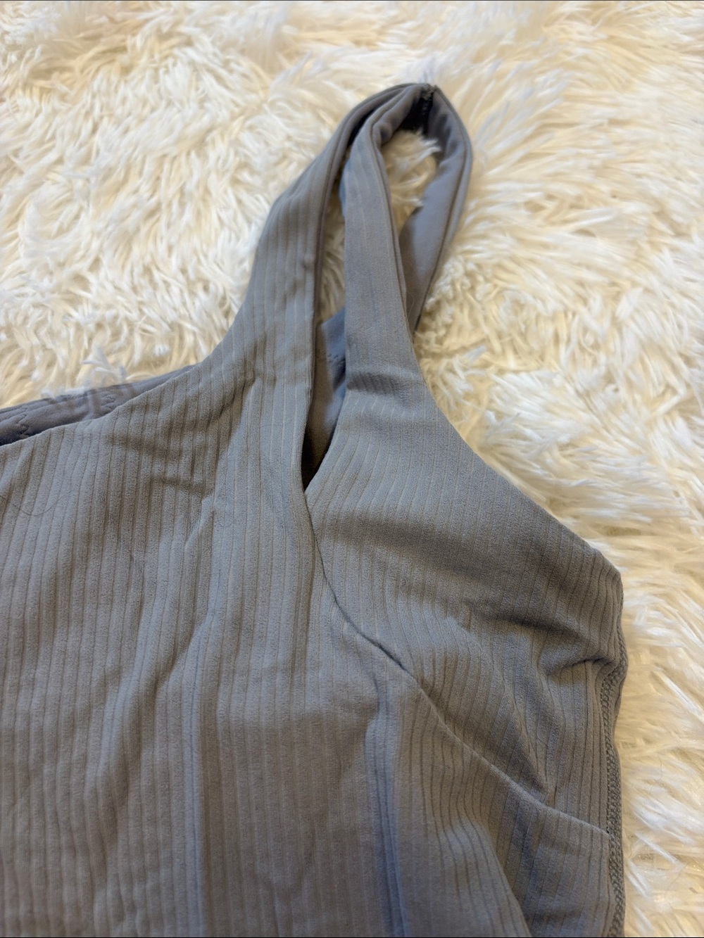 Gray Ribbed Assymetrical Tank Top - Picture 3 of 3